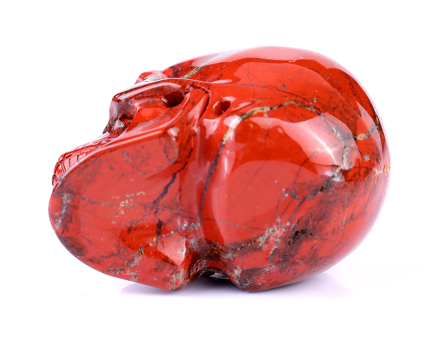 Unique 2.4" Red Jasper Hand Carved Crystal Realistic Skull Sphere Holder Sculpture Crystallumi