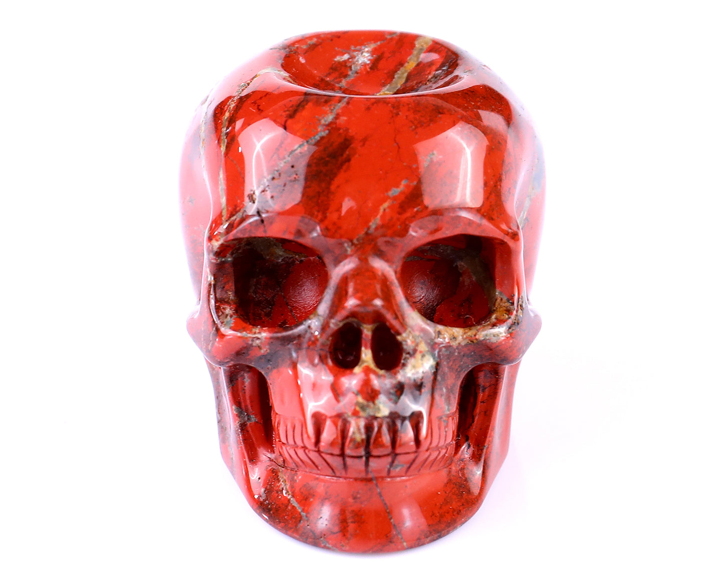 Unique 2.4" Red Jasper Hand Carved Crystal Realistic Skull Sphere Holder Sculpture Crystallumi