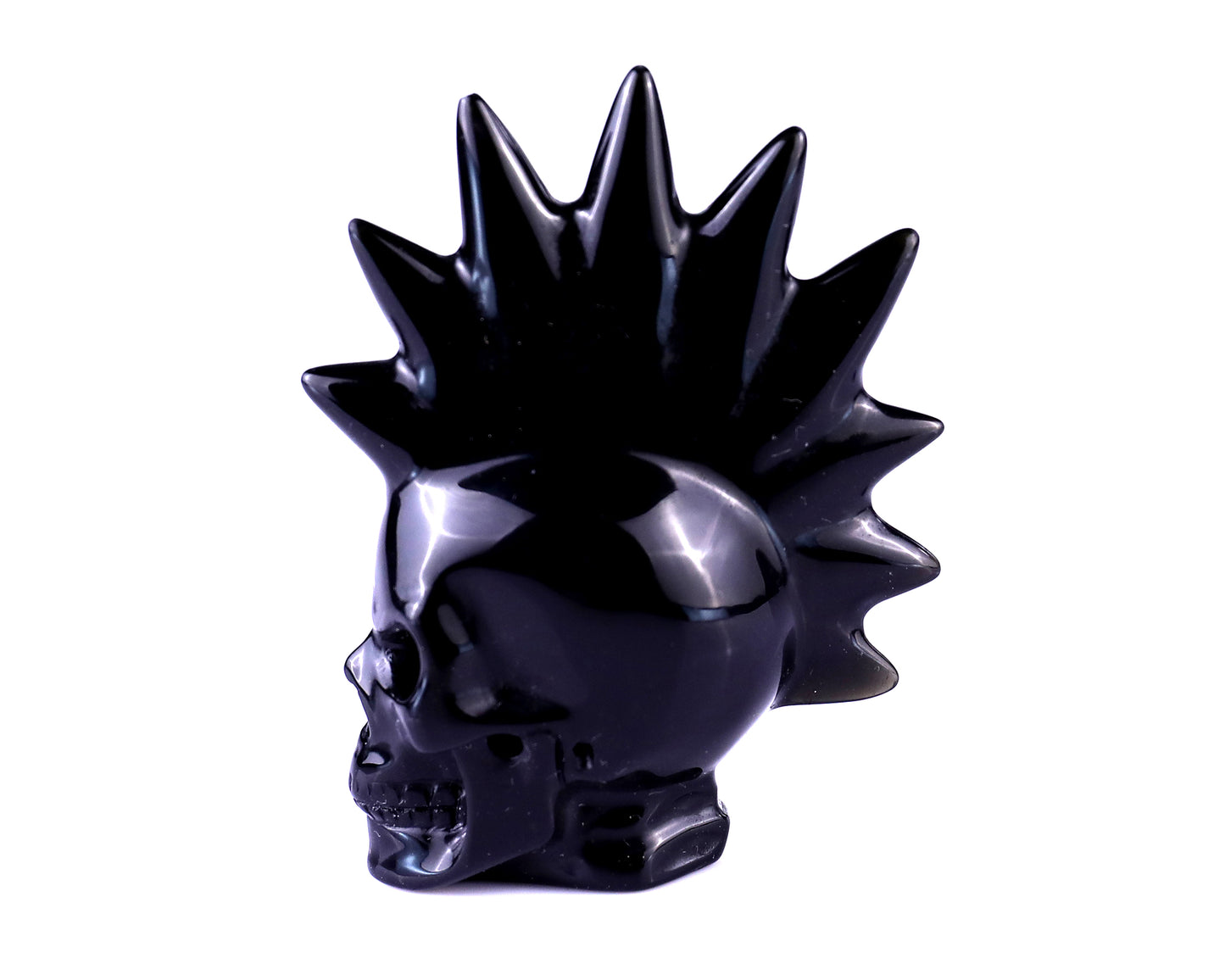 Unique 2.7" Black Obsidian Hand Carved Crystal Punk Skull Sculpture Crystallumi