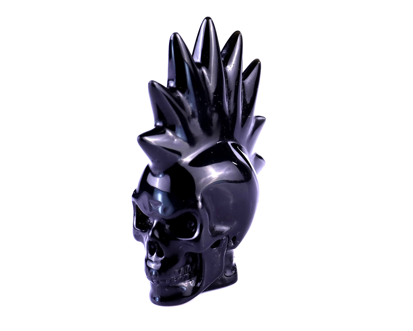 Unique 2.7" Black Obsidian Hand Carved Crystal Punk Skull Sculpture Crystallumi