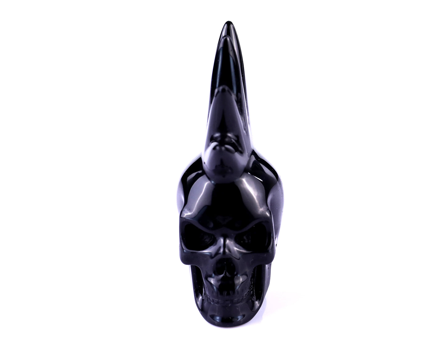 Unique 2.7" Black Obsidian Hand Carved Crystal Punk Skull Sculpture Crystallumi