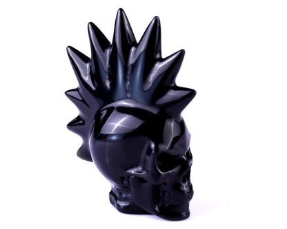 Unique 2.7" Black Obsidian Hand Carved Crystal Punk Skull Sculpture Crystallumi