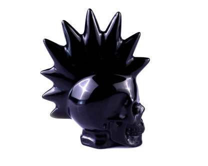 Unique 2.7" Black Obsidian Hand Carved Crystal Punk Skull Sculpture Crystallumi