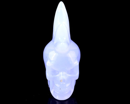 Unique 2.7" Blue Chalcedony Hand Carved Crystal Punk Skull Sculpture Crystallumi