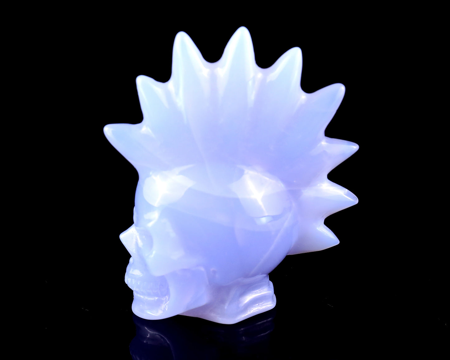 Unique 2.7" Blue Chalcedony Hand Carved Crystal Punk Skull Sculpture Crystallumi