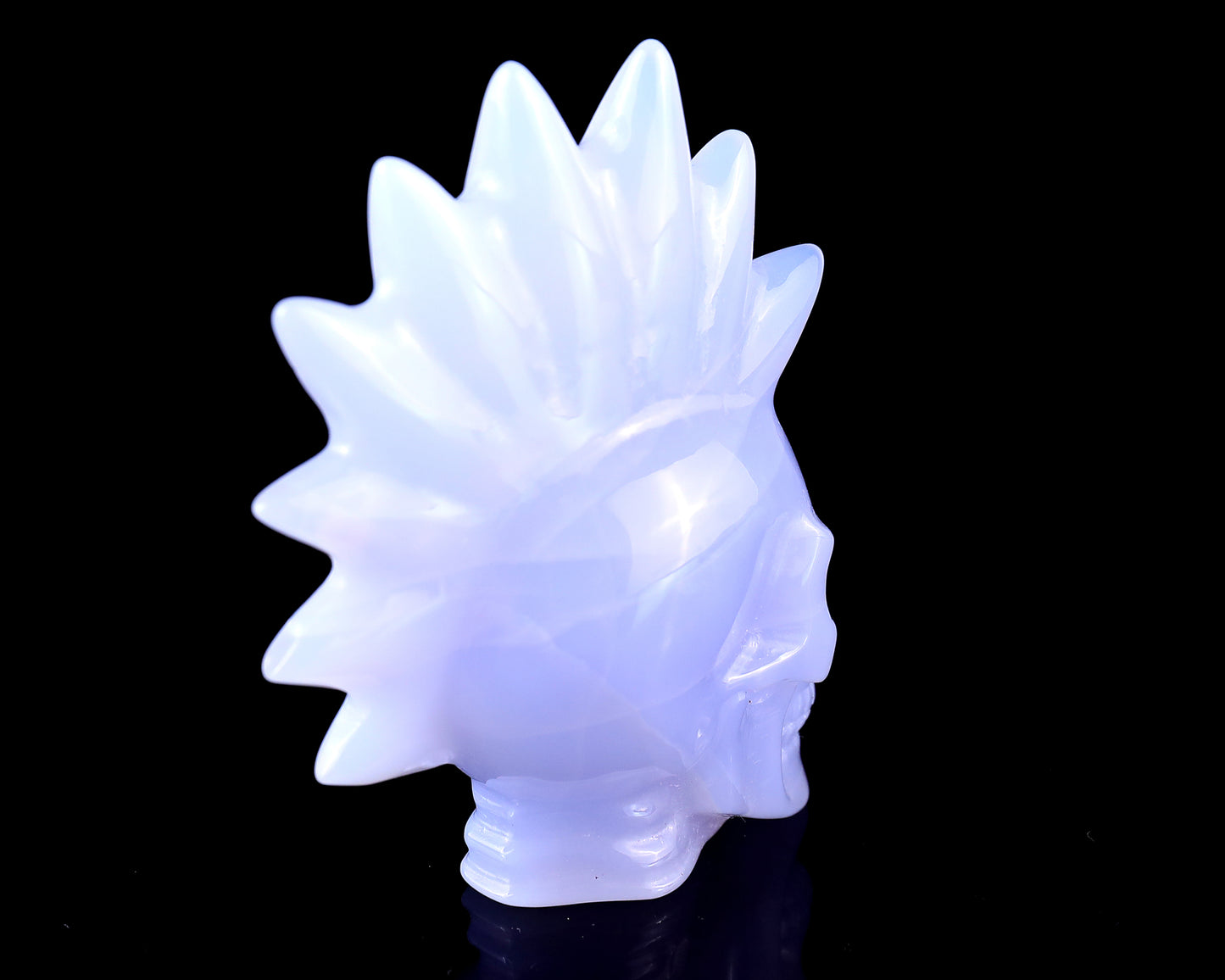 Unique 2.7" Blue Chalcedony Hand Carved Crystal Punk Skull Sculpture Crystallumi