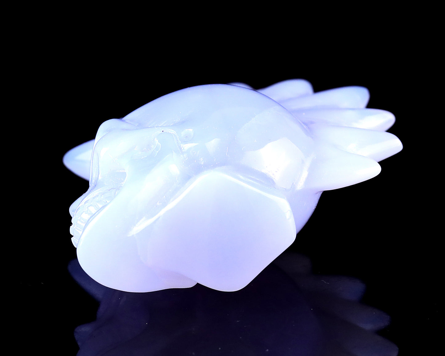 Unique 2.7" Blue Chalcedony Hand Carved Crystal Punk Skull Sculpture Crystallumi