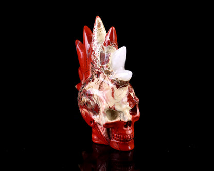 Unique 2.7" Red Jasper Hand Carved Crystal Punk Skull Sculpture Crystallumi