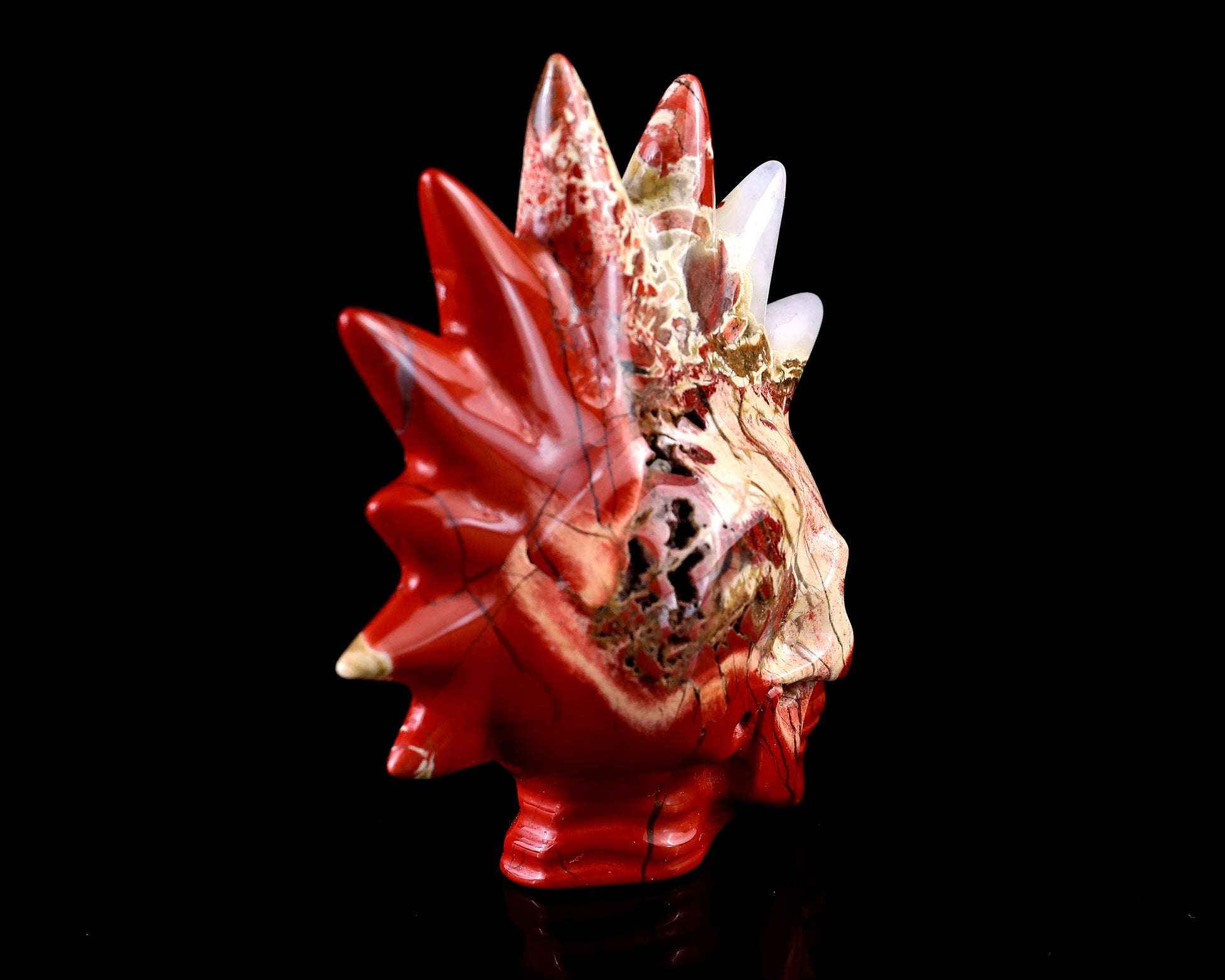 Unique 2.7" Red Jasper Hand Carved Crystal Punk Skull Sculpture Crystallumi