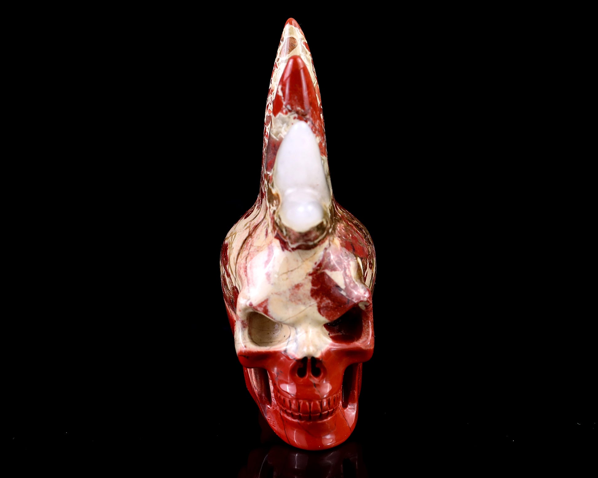 Unique 2.7" Red Jasper Hand Carved Crystal Punk Skull Sculpture Crystallumi