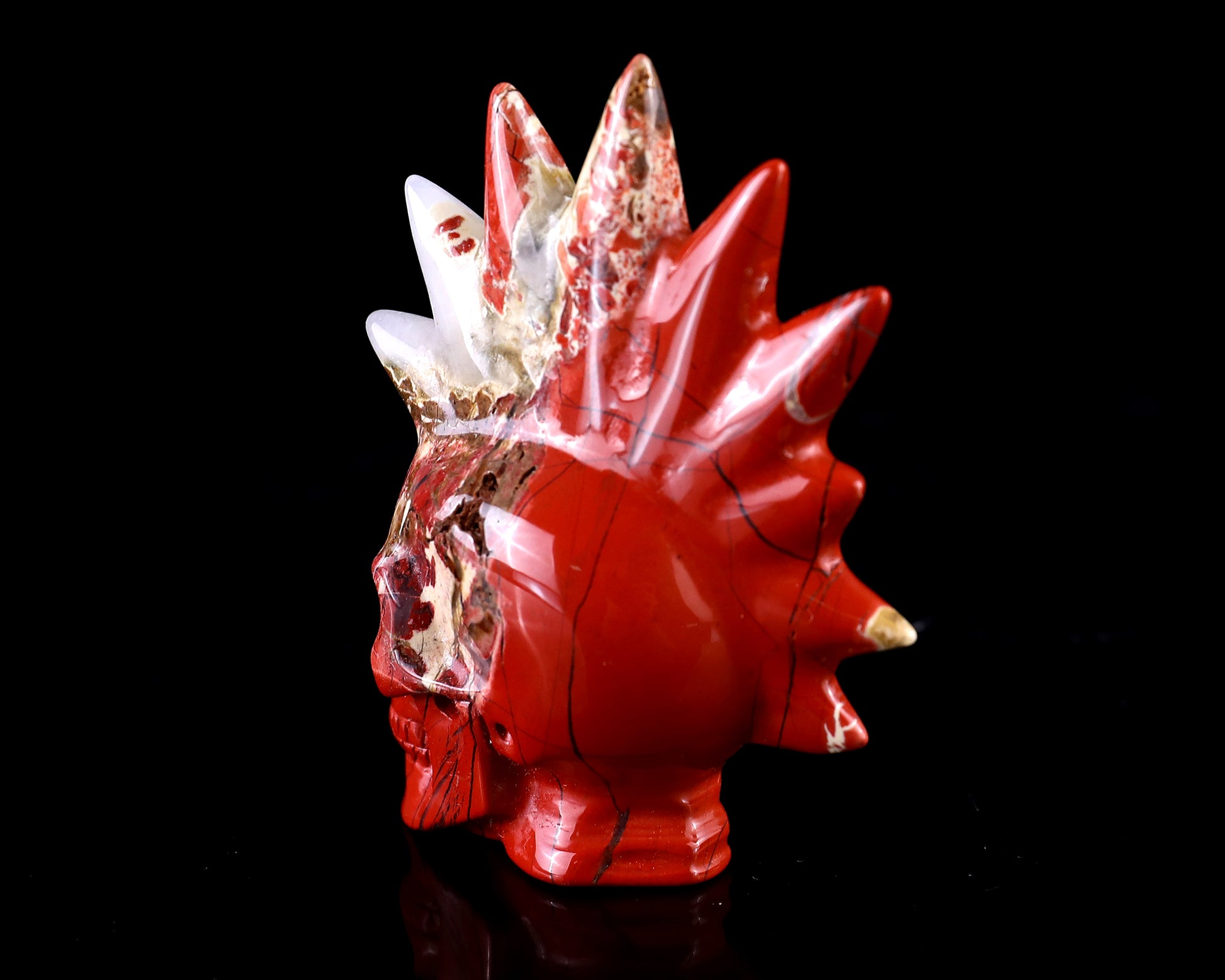 Unique 2.7" Red Jasper Hand Carved Crystal Punk Skull Sculpture Crystallumi