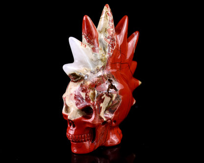 Unique 2.7" Red Jasper Hand Carved Crystal Punk Skull Sculpture Crystallumi