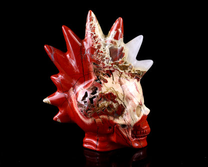 Unique 2.7" Red Jasper Hand Carved Crystal Punk Skull Sculpture Crystallumi