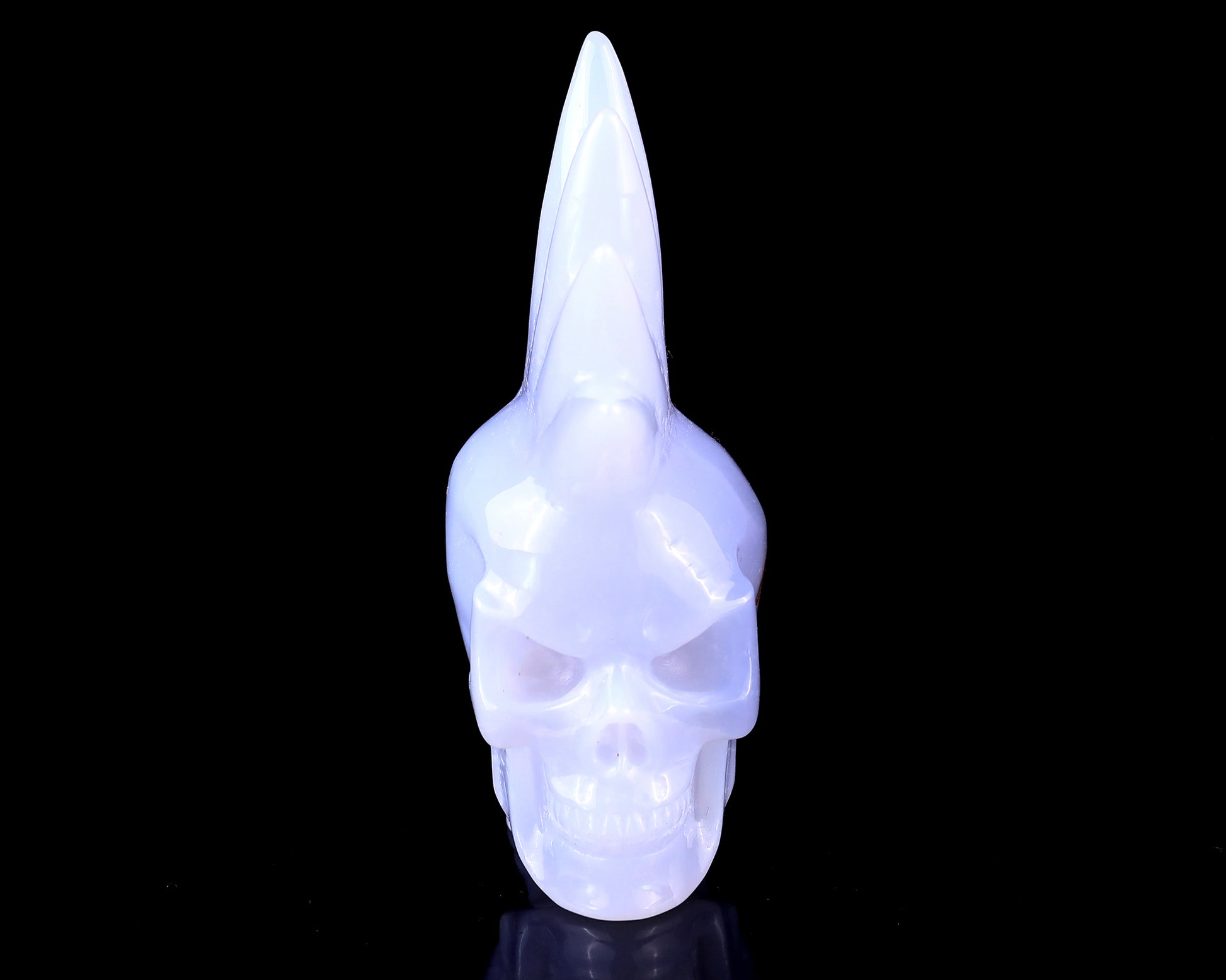 Unique 3.7" Blue Chalcedony Hand Carved Crystal Punk Skull Sculpture Crystallumi