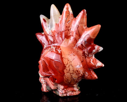 Unique 3.7" Red Jasper Hand Carved Crystal Punk Skull Sculpture Crystallumi