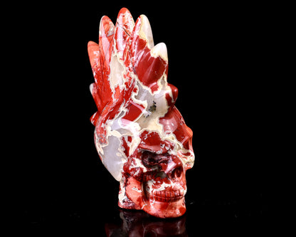 Unique 3.7" Red Jasper Hand Carved Crystal Punk Skull Sculpture Crystallumi