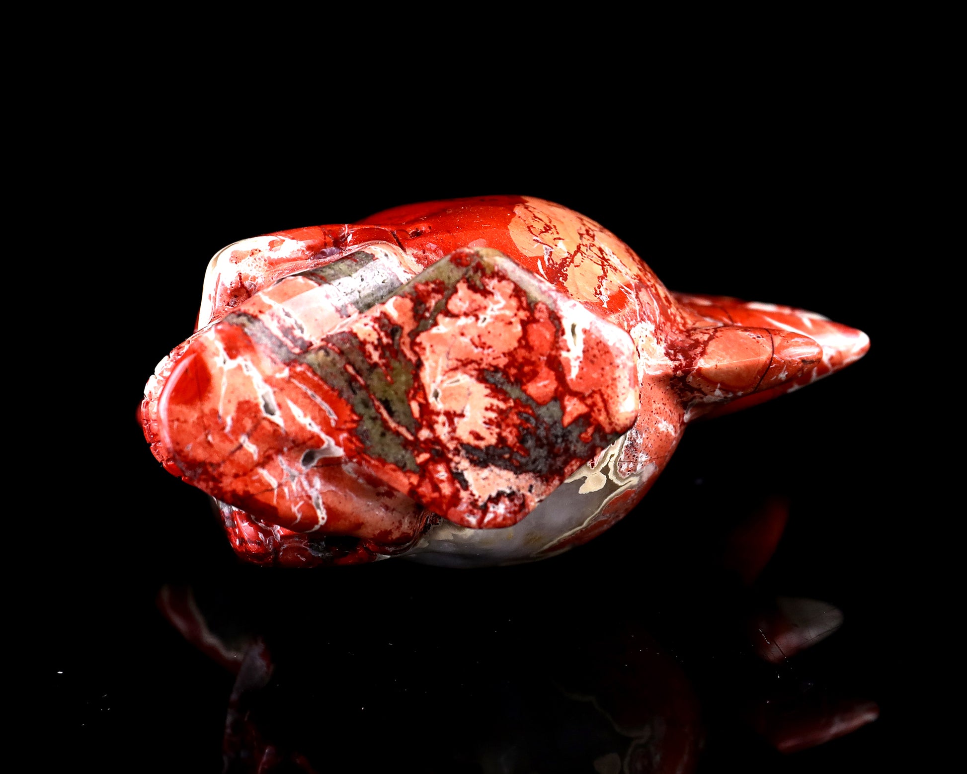 Unique 3.7" Red Jasper Hand Carved Crystal Punk Skull Sculpture Crystallumi