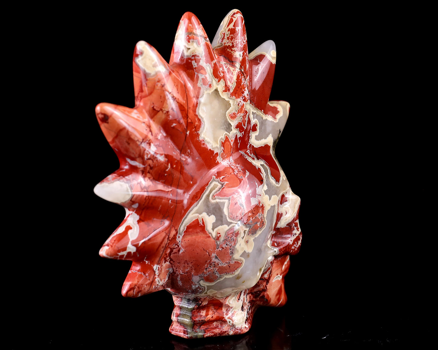 Unique 3.7" Red Jasper Hand Carved Crystal Punk Skull Sculpture Crystallumi