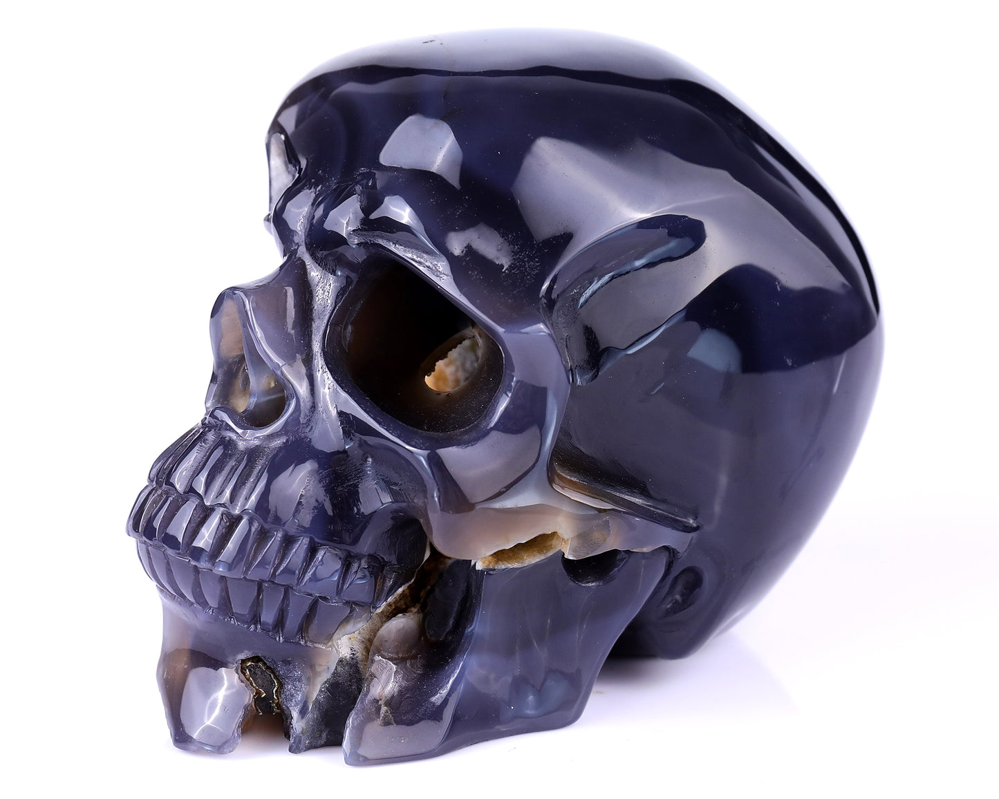 Unique 6.1" Geode Agate Hand Carved Crystal Geode Skull Sculpture Crystallumi