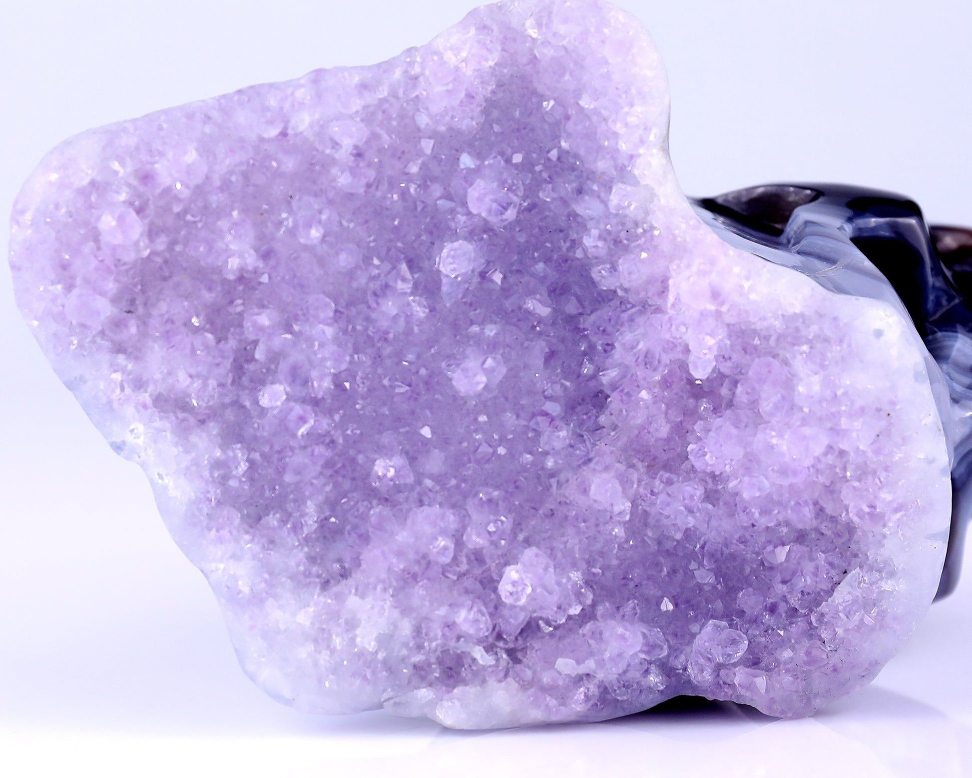 Unique 6.3" Amethyst Druse Agate Hand Carved Crystal Mineral Specimen Skull Sculpture Crystallumi