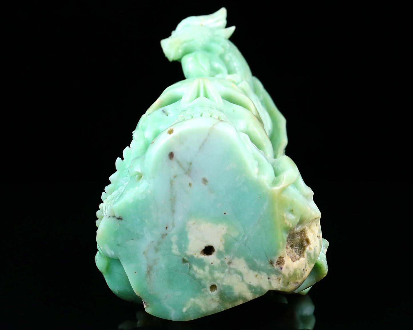 Unique 6.4" Green Opal Hand Carved Crystal Realistic Skull Sculpture Crystallumi