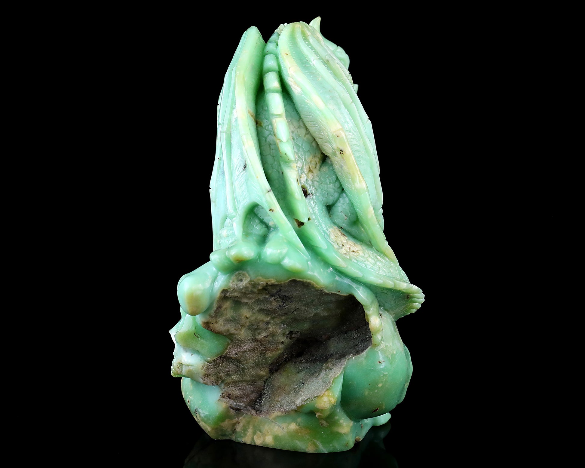 Unique 6.4" Green Opal Hand Carved Crystal Realistic Skull Sculpture Crystallumi