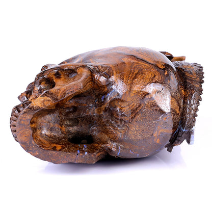 Unique 6.8" Opal Hand Carved Crystal Realistic Skull Sculpture Crystallumi