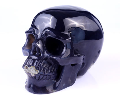 Unique 6.9" Geode Agate Hand Carved Crystal Geode Skull Sculpture Crystallumi