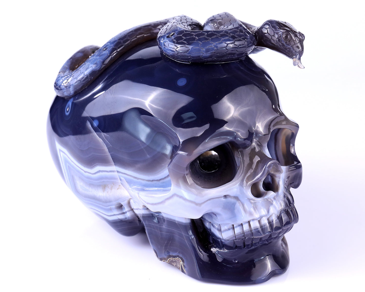 Unique 7.1" Amethyst Geode Agate Hand Carved Crystal Geode Skull Sculpture Crystallumi