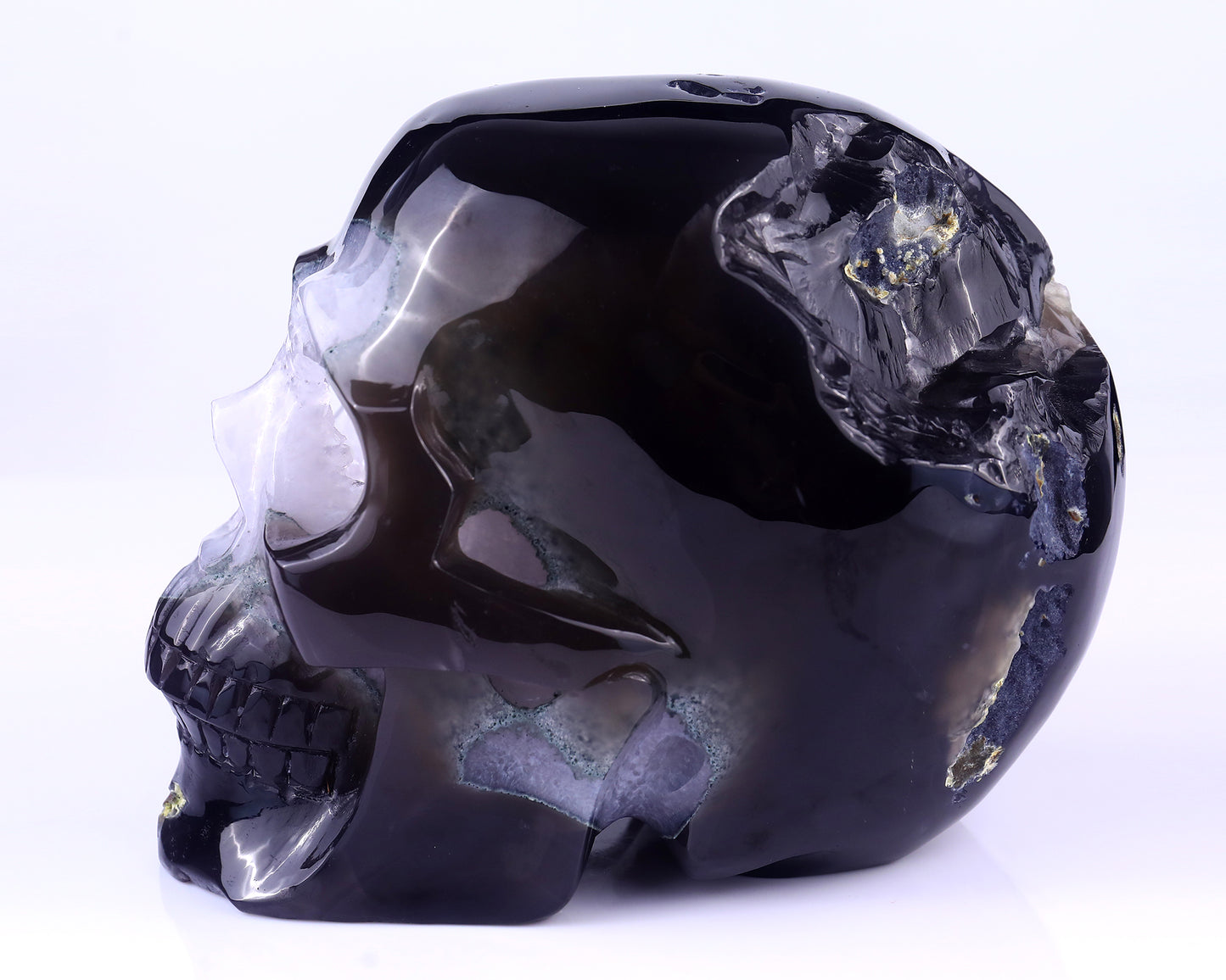 Unique 7.9" Geode Agate Hand Carved Crystal Geode Skull Sculpture Crystallumi