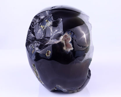 Unique 7.9" Geode Agate Hand Carved Crystal Geode Skull Sculpture Crystallumi