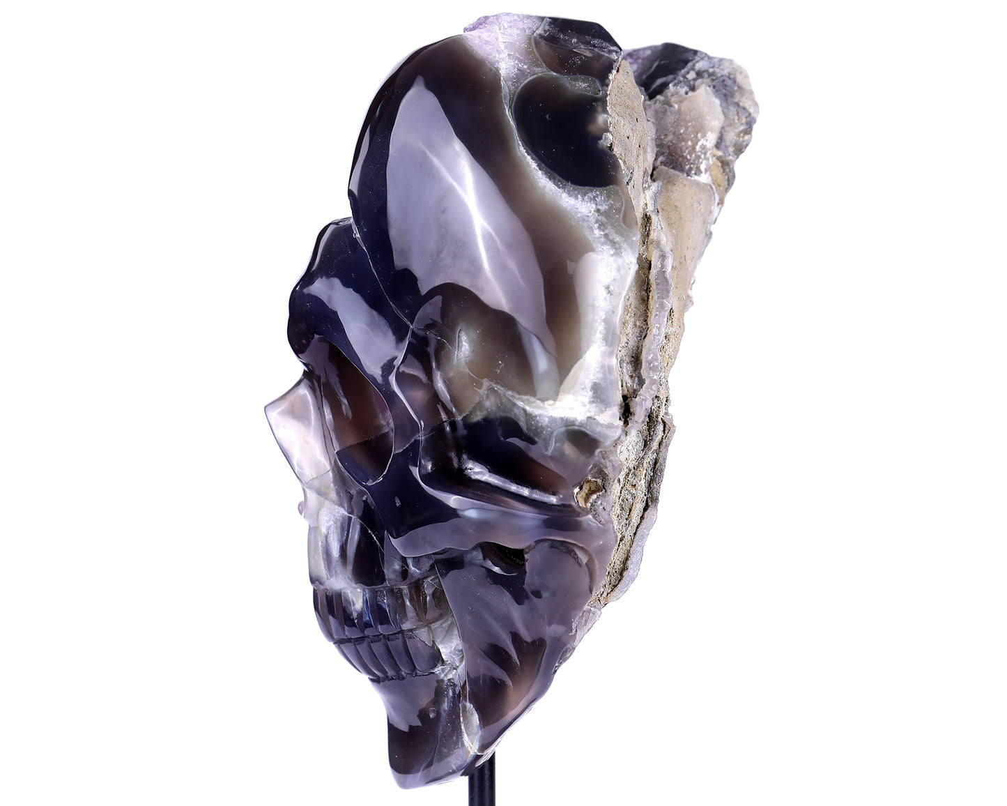 Unique 9.1" Amethyst Geode Agate Hand Carved Crystal Geode Skull Sculpture Crystallumi