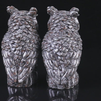 5.9" Yooperlite Hand Carved Crystal Owl Sculpture