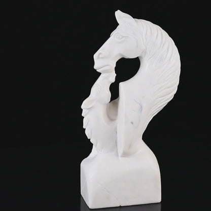 Amazing 10.2" White Jade Hand Carved Crystal Horse Sculpture