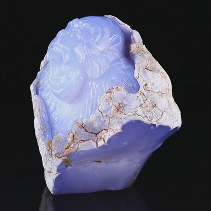 7.7" Blue Chalcedony Hand Carved Crystal Gorilla Sculpture