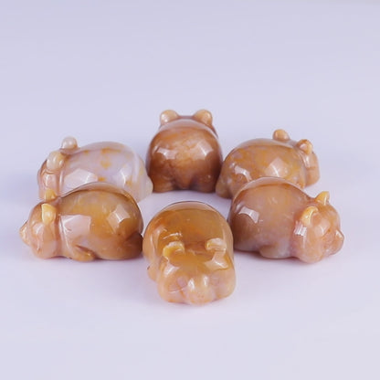 Natural Chalcedony Hand Carved Crystal Panda Sculpture