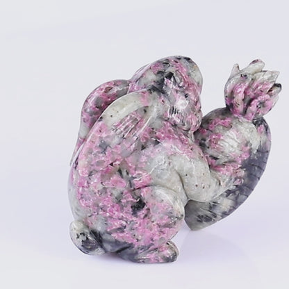 3.7" Rhodonite Hand Carved Crystal Rabbit Sculpture