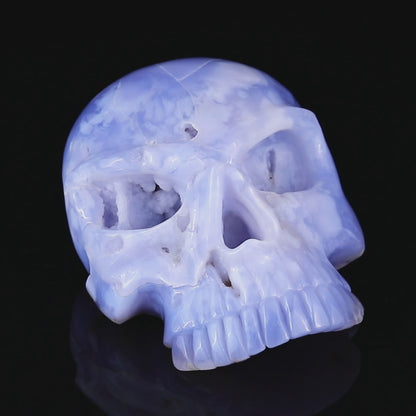 Amazing 6.1" Blue Chalcedony Hand Carved Crystal Skull Sculpture