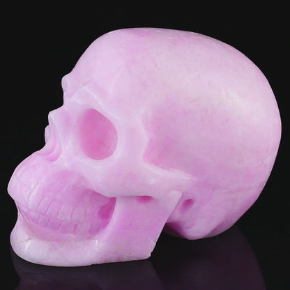 8.3" Pink Aragonite Hand Carved Crystal Realistic Skull Sculpture