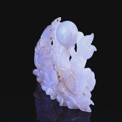 Amazing 10.2" Blue Chalcedony Hand Carved Crystal Dragon Sculpture