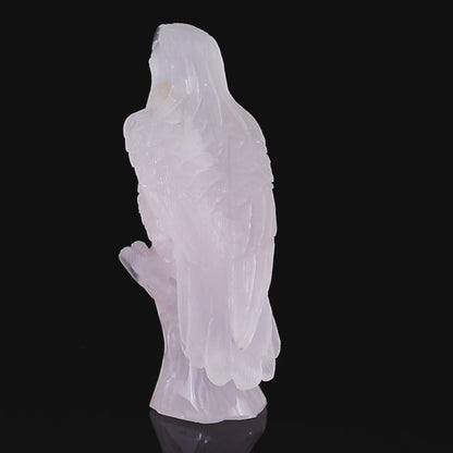 6.7" Rose Quartz Hand Carved Crystal Parrot Sculpture