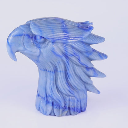 5.3"  Blue Aventurine Hand Carved Crystal Eagle Head Sculpture