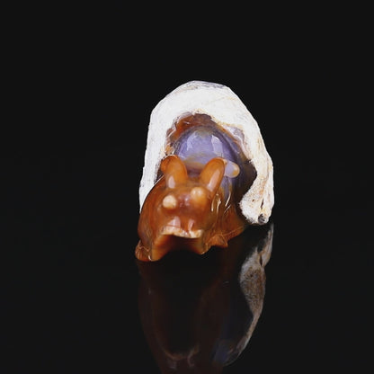 8.7" Chalcedony Hand Carved Crystal Snail Sculpture