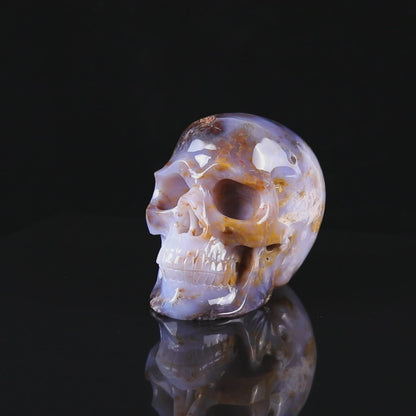 7.7" Blue Chalcedony Hand Carved Crystal Realistic Skull Sculpture