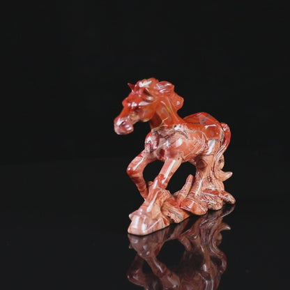 6.5" Red Jasper Hand Carved Crystal Horse Sculpture