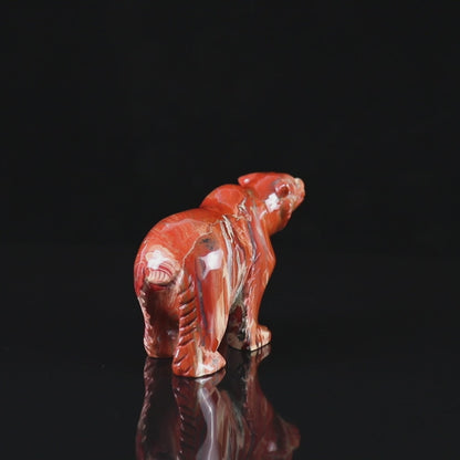 6.0" Red Jasper Hand Carved Crystal Polar Bear Sculpture