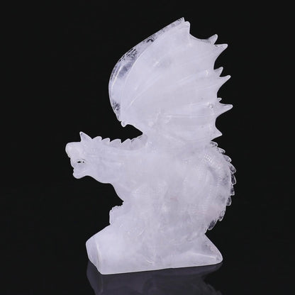 Amazing 8.9" Angolan Quartz Hand Carved Crystal Dragon Sculpture