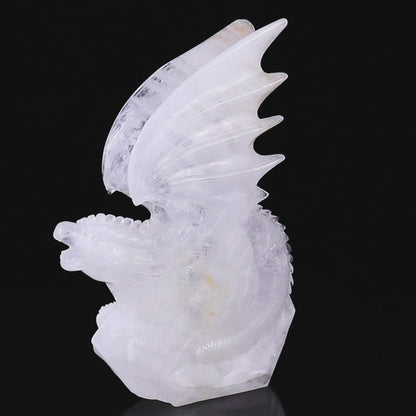 10.0" Angolan Quartz Hand Carved Crystal Dragon Sculpture