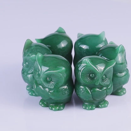 2.0" Green Aventurine Hand Carved Crystal Owl Sculpture