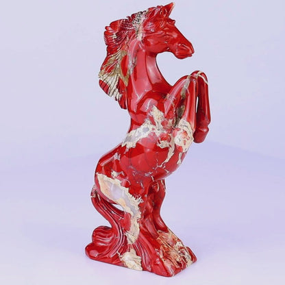 7.9" Red Jasper Hand Carved Crystal Horse Sculpture